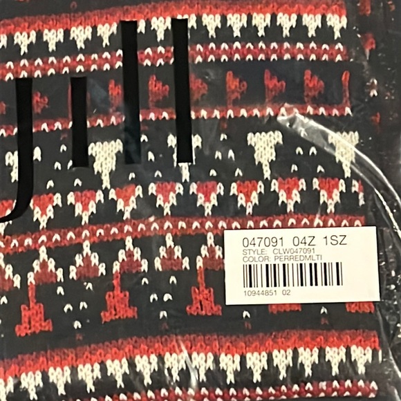J. Jill Yarn-Dyed Fair Isle Scarf Red Multi Color NWT - Picture 3 of 4